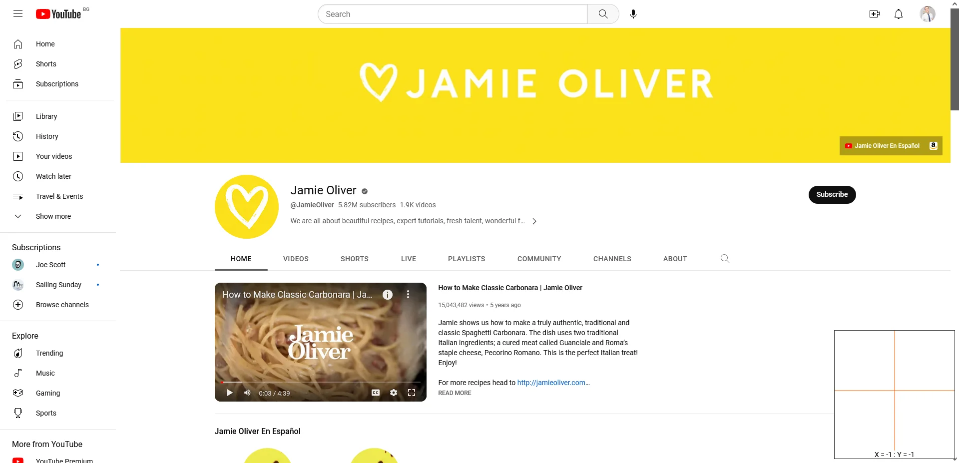 Jamie Oliver youtube channel